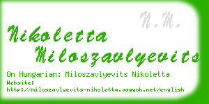 nikoletta miloszavlyevits business card